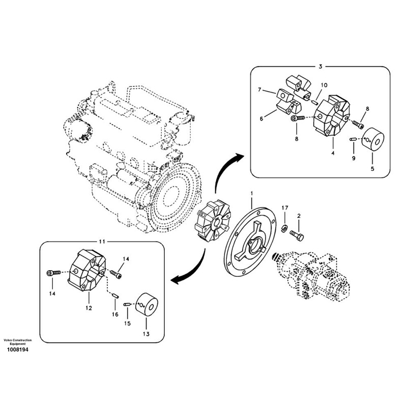 Convient Volvo Excavateur EC55B EC55C EC60C EW55B - Assemblage d'assemblage 14522374 VOE14522374 VOE 14522374 EC55B, EC55C, EC60C, EW55B