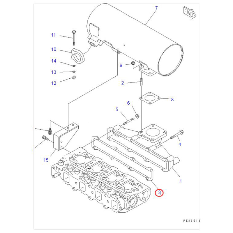 Tailored for Komatsu Engine 4D84E-3 4D88E-3 Skid Steer Loader SK07J-2 SK714-5 SK815-5 SK818-5 - Joint d'échappement YM129407-13110 YM12940713110 4D84E-3B 4D84E-3C 4D84E-3D 4D88E-3B 4D88E-3C 4D88E-3C-04 4D88E-3D 4D88E-E1FD PC45R-8, SK07J-2, SK714-5, SK815-
