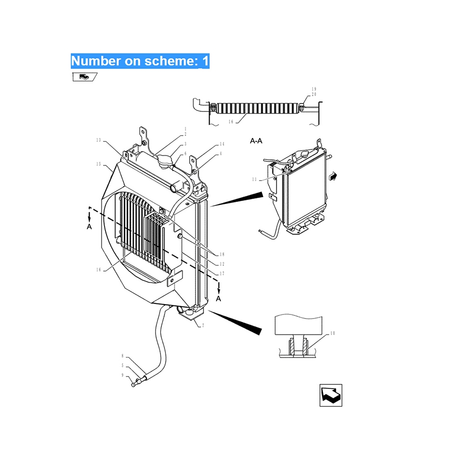 Compatible avec l'excavateur Kobelco SK20SR-3 27SR-5 27SR-3 27SR SK27SR-3 Radiateur de réservoir d'eau Core ASS'Y PM05P00013F1 SK27SR-3 PV10,SK20SR-3,27SR-5,27SR-3,27SR,27SR-3 PV11,27SR BTW,SK27SR-3