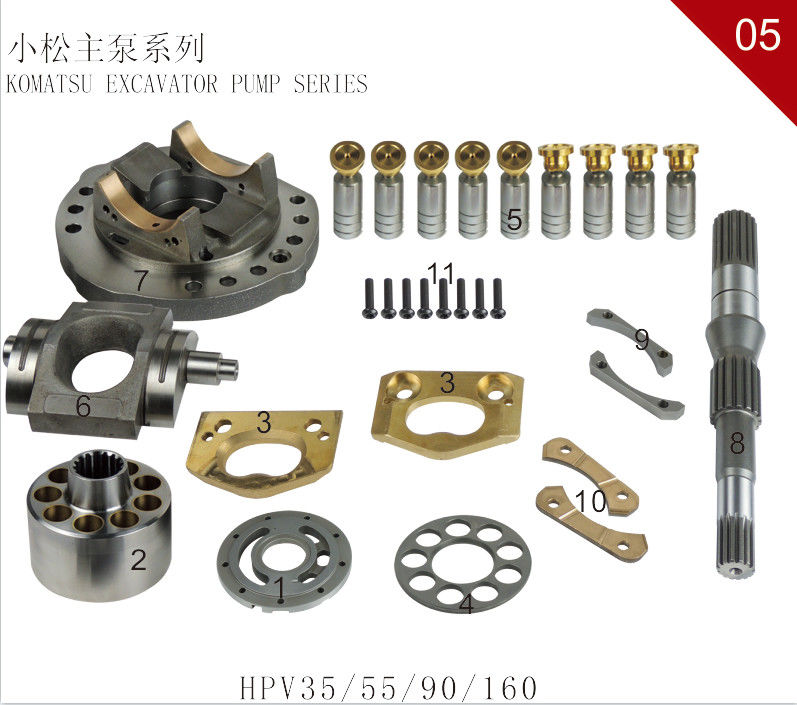 Compatible avec HPV35 HPV55 HPV70 HPV75 HPV132 HPV14 HPV140 HPV165 Hydraulique Kit de pompe principale Piston Cylindre de chaussure bloc plaque de valve HPV35...