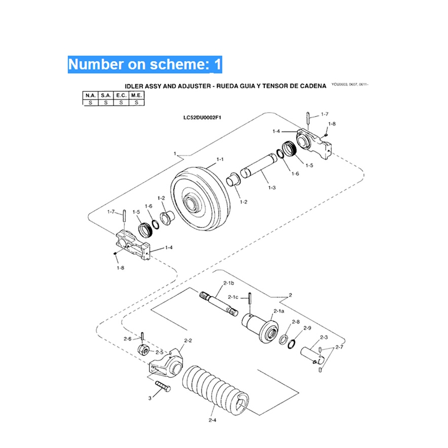 Compatible avec l'excavateur Kobelco K912-2 K912LC-2 MD300LC MD300BLC SK300-2 SK300-3 SK300LC-2 SK300LC-3 Idler 2413N364D2 K912-2,K912LC-2,MD300LC,MD300BLC,SK300-2,SK300-3,SK300LC-2,SK300LC-3,SK300LC-3